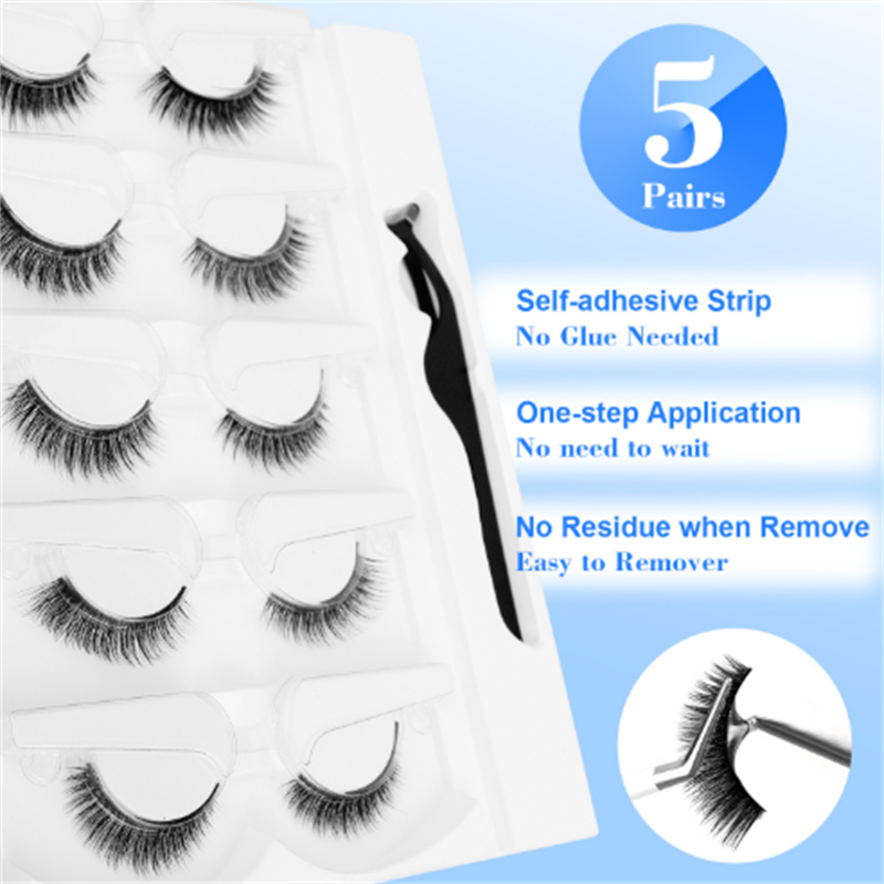 5 PAIRS Glue-Free False Eyelas - Sensitive Lash Glue ulasan dan harga